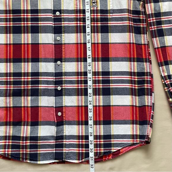 Cinch Men’s Red, White, and Navy Plaid Long Sleeve Button Down Shirt Size Large - Picture 5 of 8